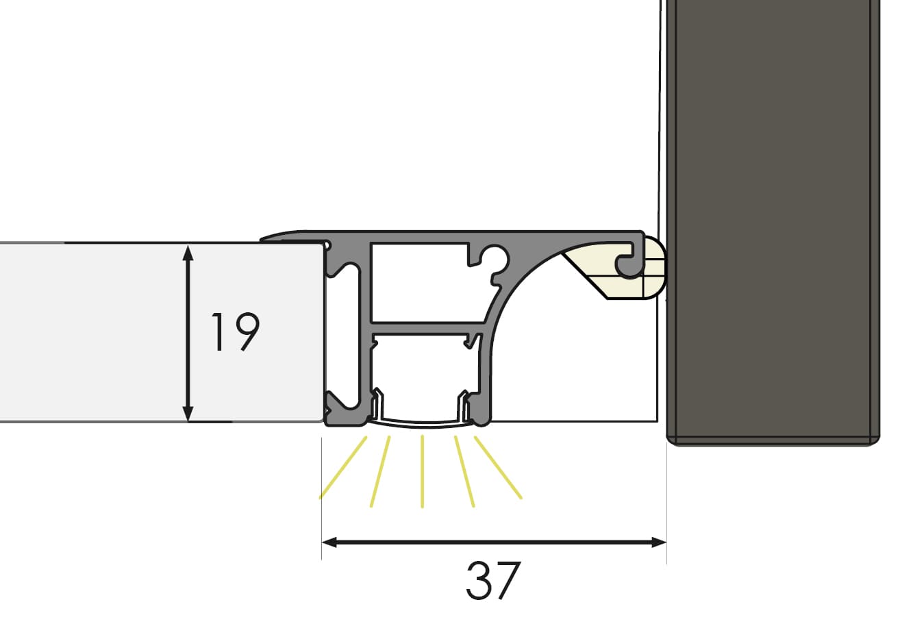 Gola mueble alto LED medidas a considerar